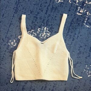 Cream Knit Cropped Tank Top - Women